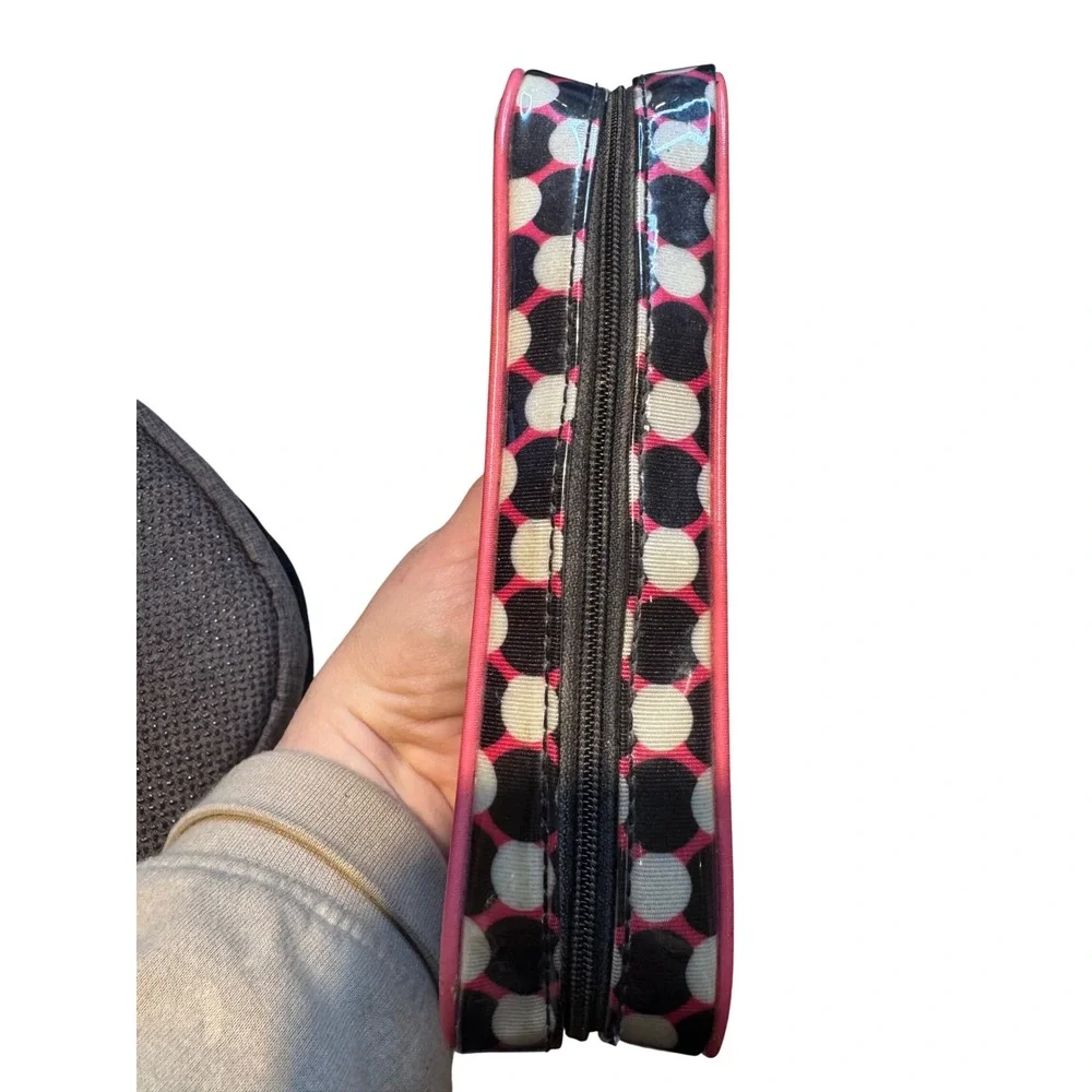 Kate Spade New York Polka Dot Cosmetic Bag Pink Black White Vinyl Makeup Pouch